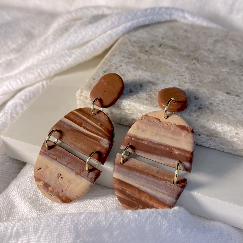 Textured Fall Colored Earrings with a Modern Design